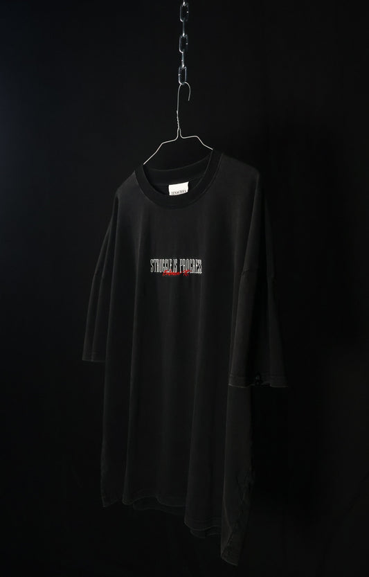 Oversized Acid Washed Black "Struggle is progress" Tee